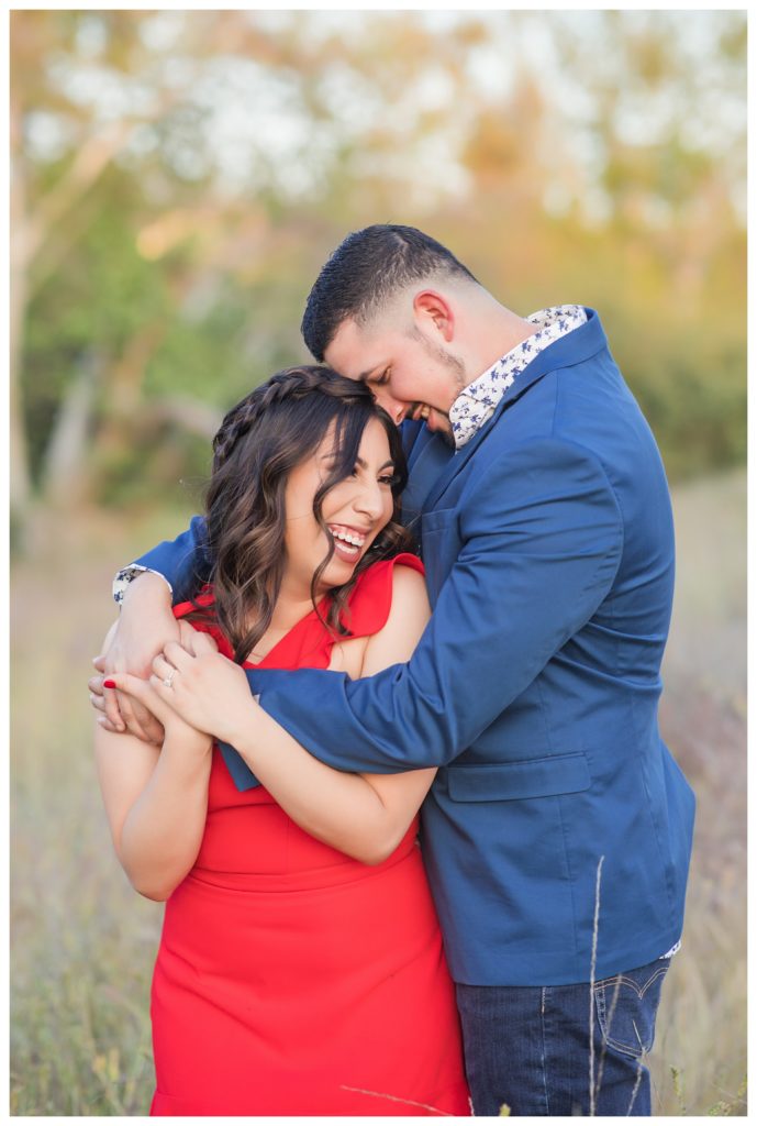 a laughing couple during their Kern County engagement photos
