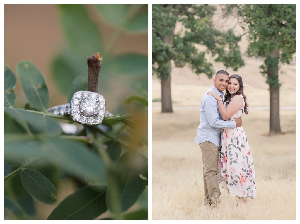 beautiful photo of a ring during an engagement photos at Hart Park