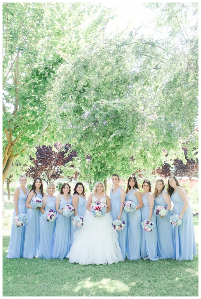 Park Place Events Wedding - large trees as background for bridesmaids photos