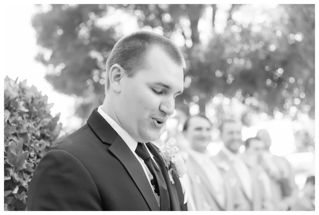 Park Place Events Wedding - emotional groom as he sees his bride