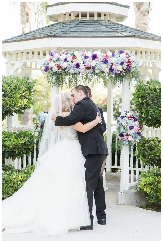 Park Place Events Wedding - bride and groom first kiss