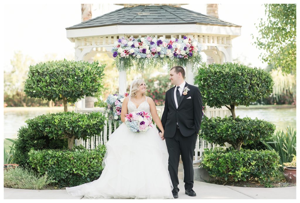 Park Place Events Wedding - bride and groom in front of the gazebo