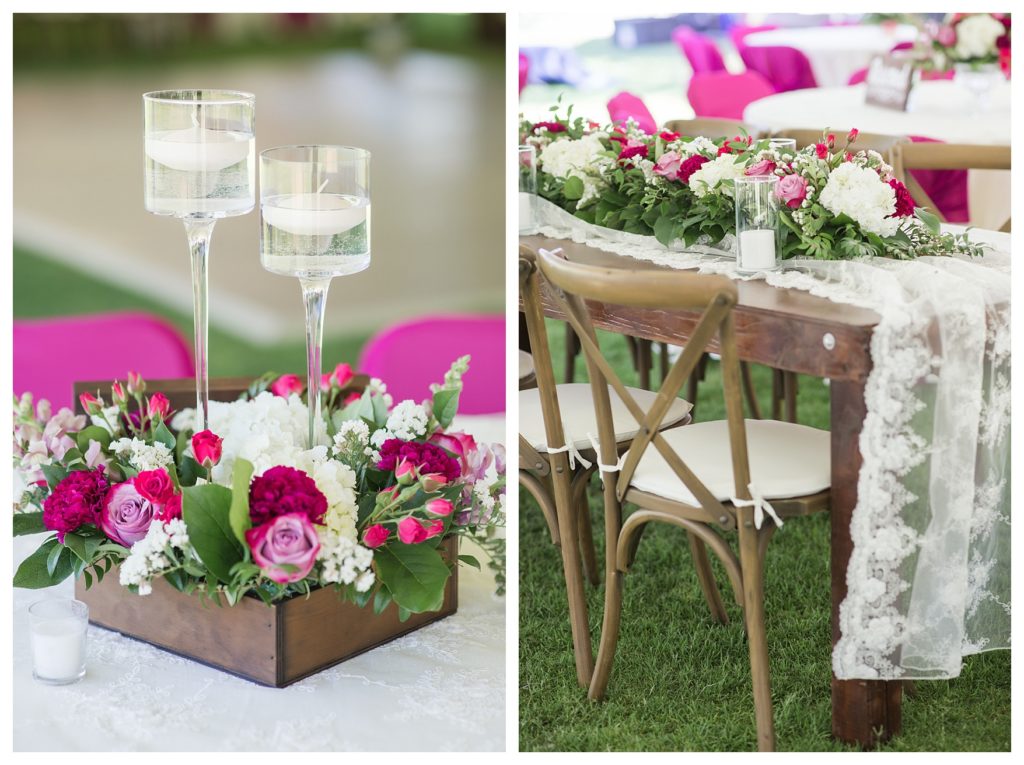Rancho Janitzio Wedding - table set up and floral centerpieces