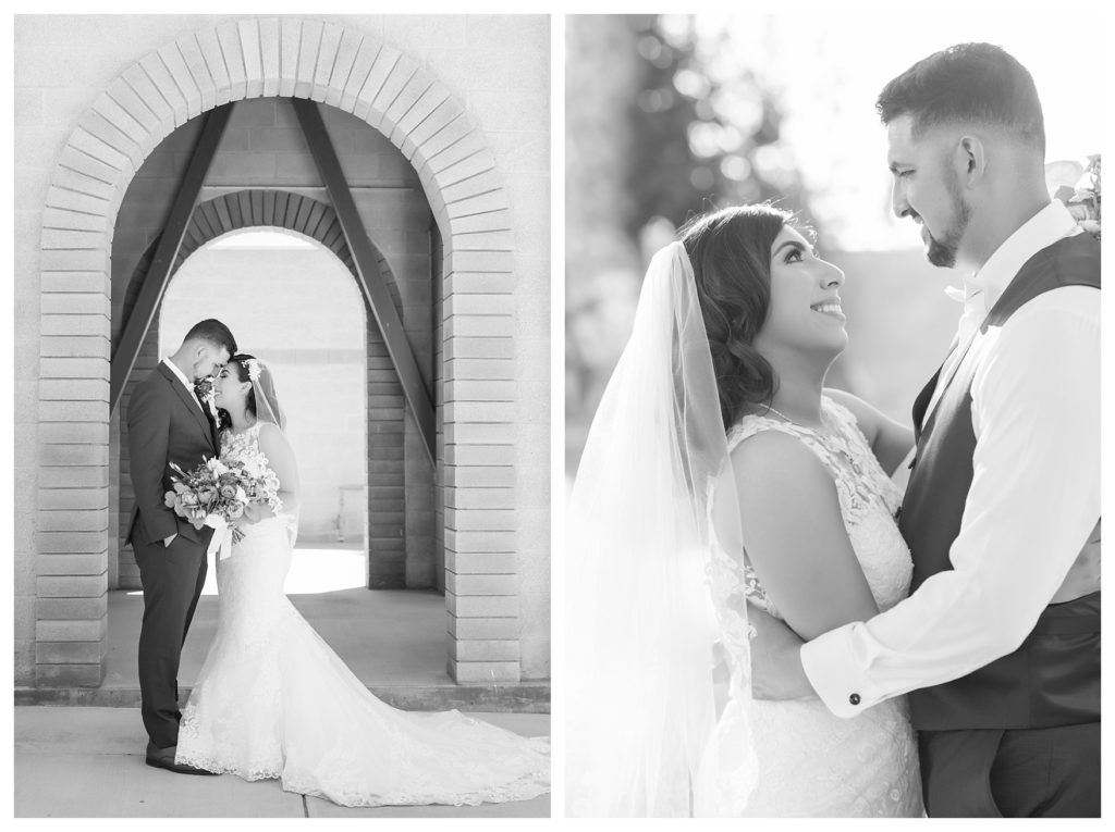 Rancho Janitzio Wedding - bride and groom formal photos beneath an archway
