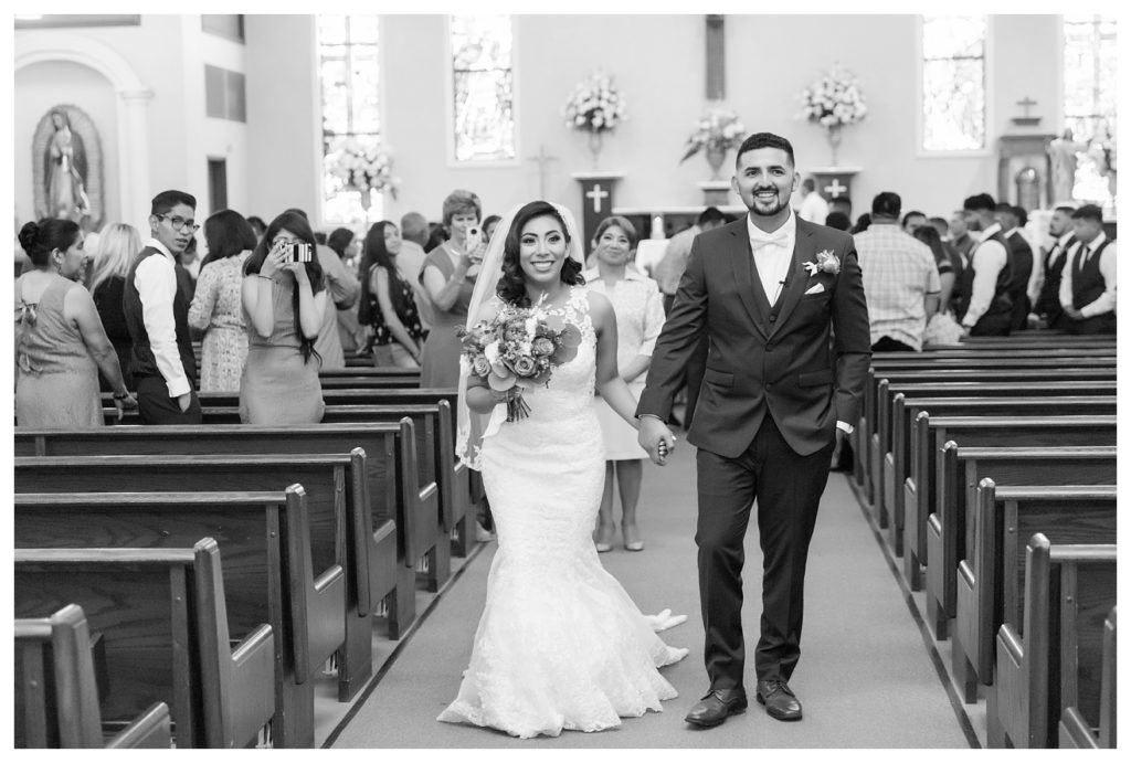 Rancho Janitzio Wedding - bride and groom exiting their ceremony