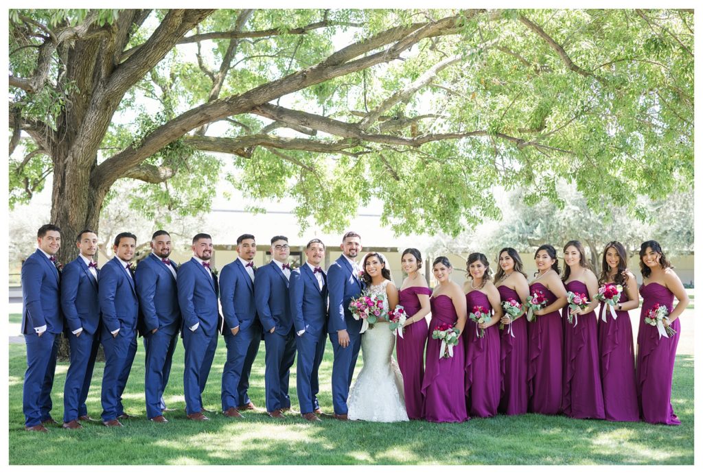 Rancho Janitzio Wedding - full bridal party beneath trees