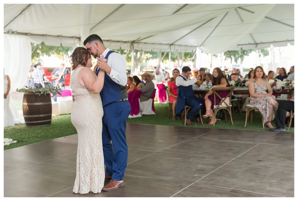Rancho Janitzio Wedding - groom dancing with his mother
