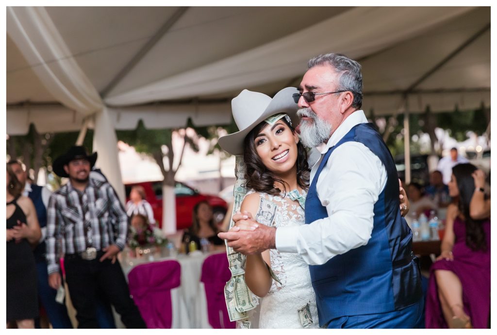 Rancho Janitzio wedding - bride during the dollar dance