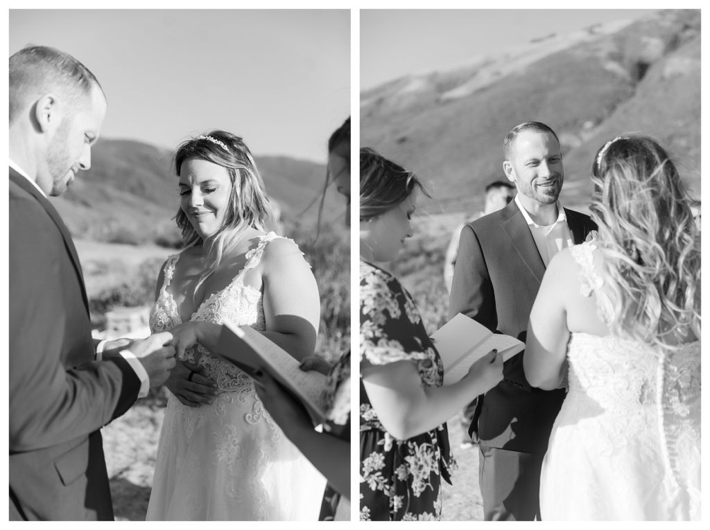a couple exchanging rings during their Big Sur elopement ceremony