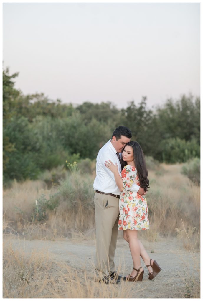 a beautiful couple during their summer engagement session at Kern River