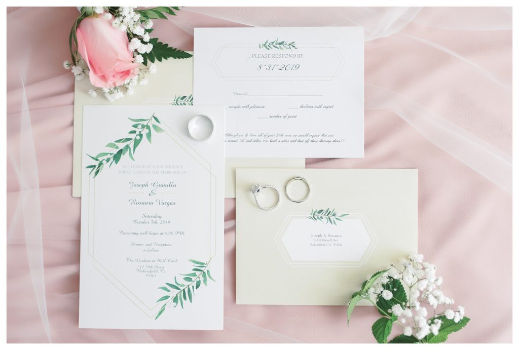 invitations for a wedding at The Gardens at Mill Creek