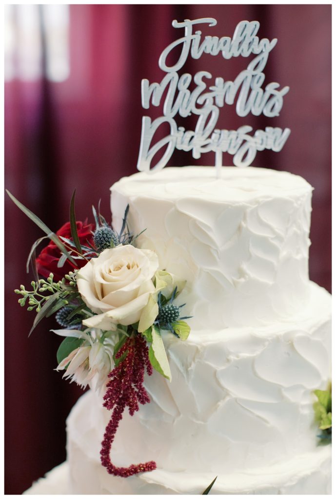 wedding cake at a wedding at Kern County Basque Club