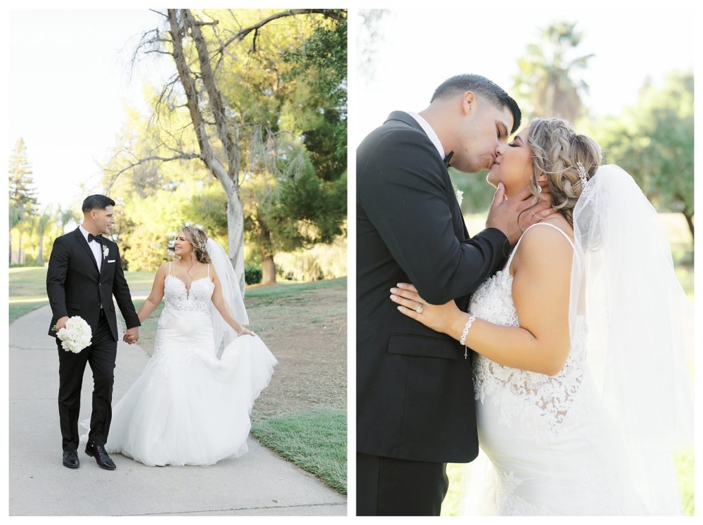a romantic kiss at a Rio Bravo Country Club wedding