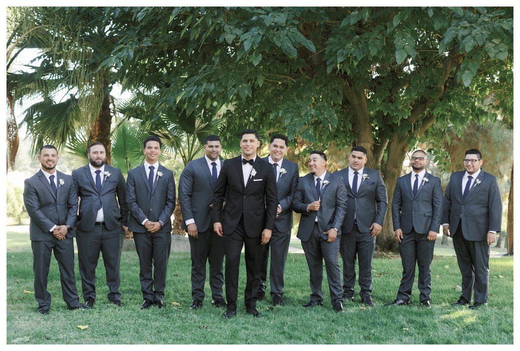 groom and groomsmen hanging out at a Rio Bravo Country Club wedding