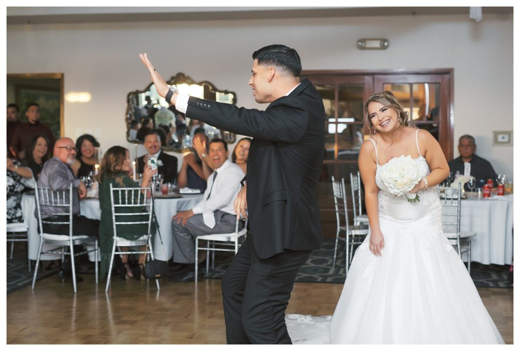 bride and groom entering their reception during their Rio Bravo Country Club wedding