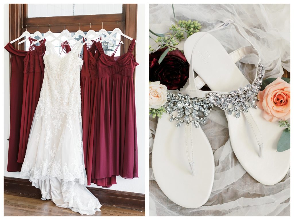 bride and bridesmaids dresses for a wedding at The Belle Rae