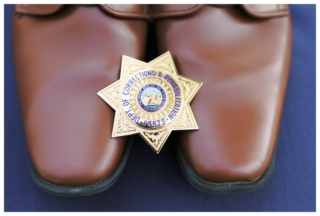 a Sheriff's badge for an officer before his wedding at JEH Ranch