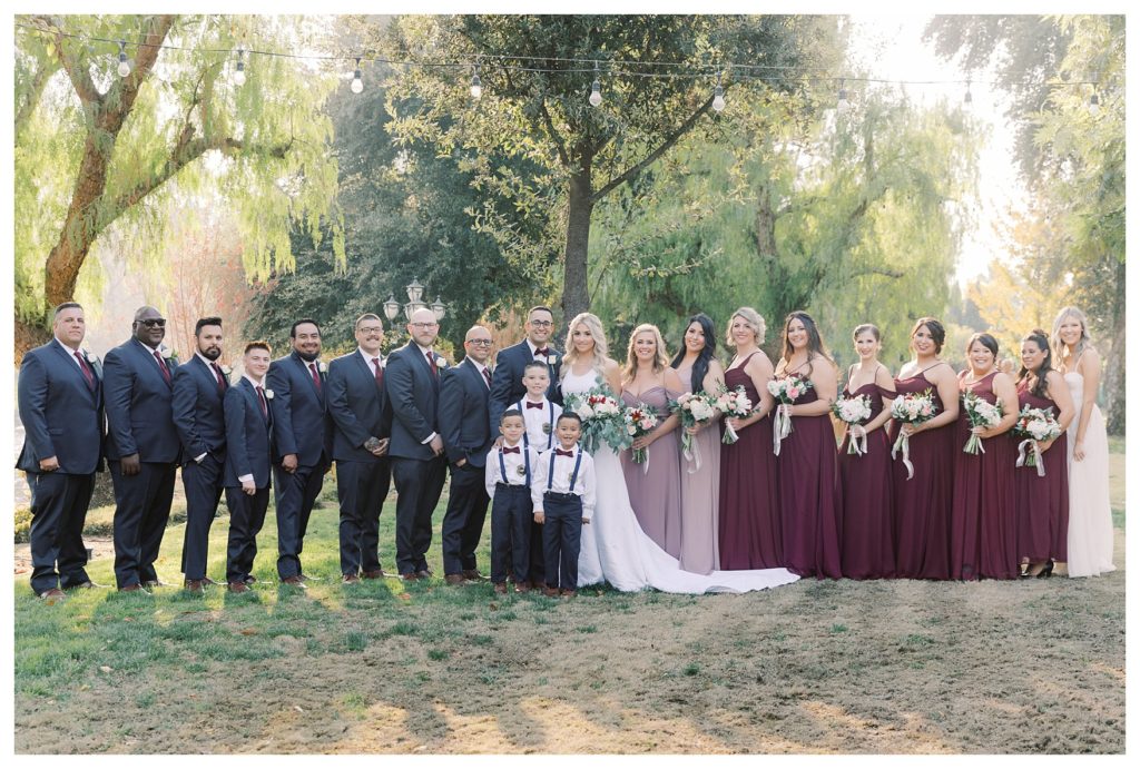 a wedding party photo at a wedding at JEH Ranch