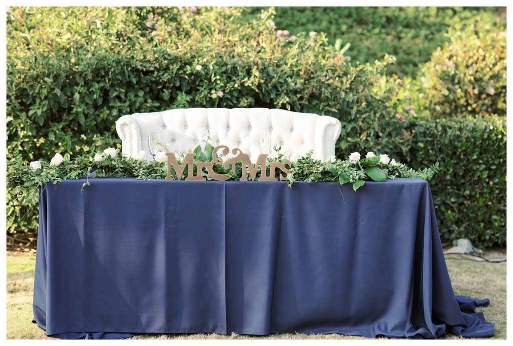 sweetheart table decorations at a wedding at JEH Ranch