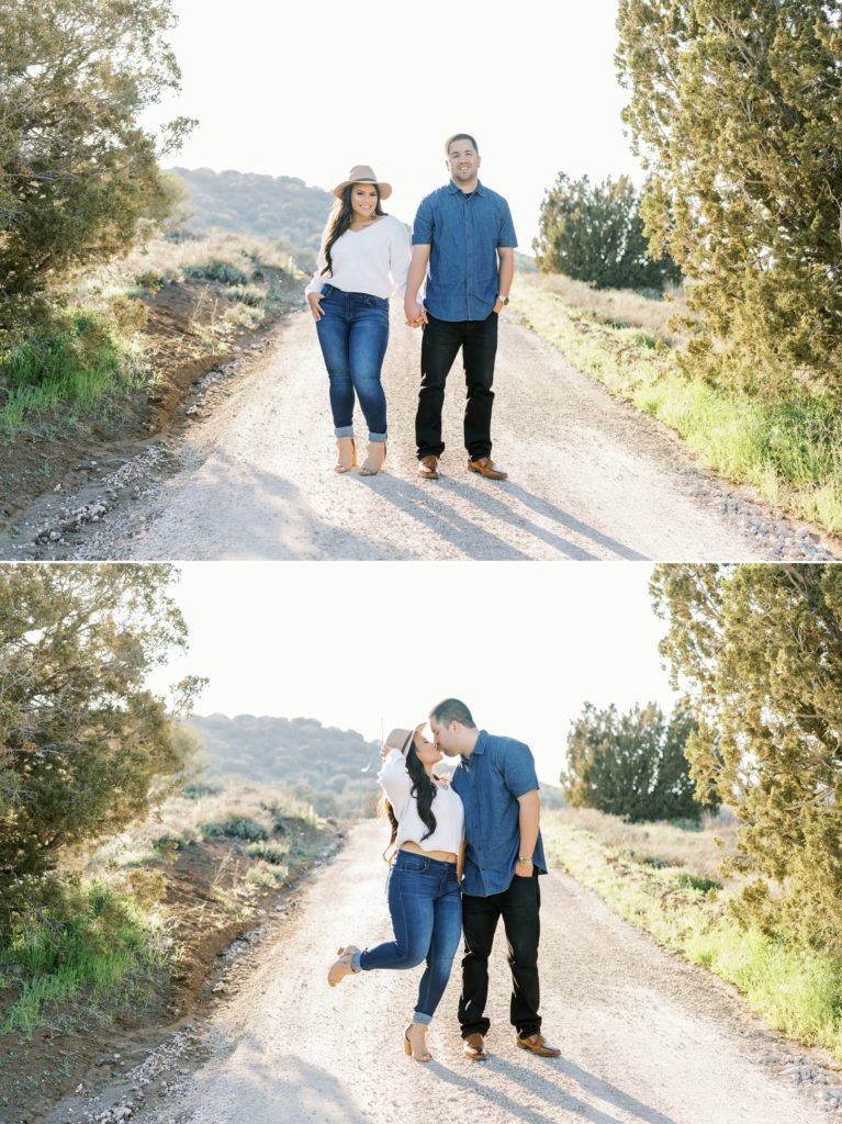 sassy couple pose for engagement photos at Sand Canyon Ranch