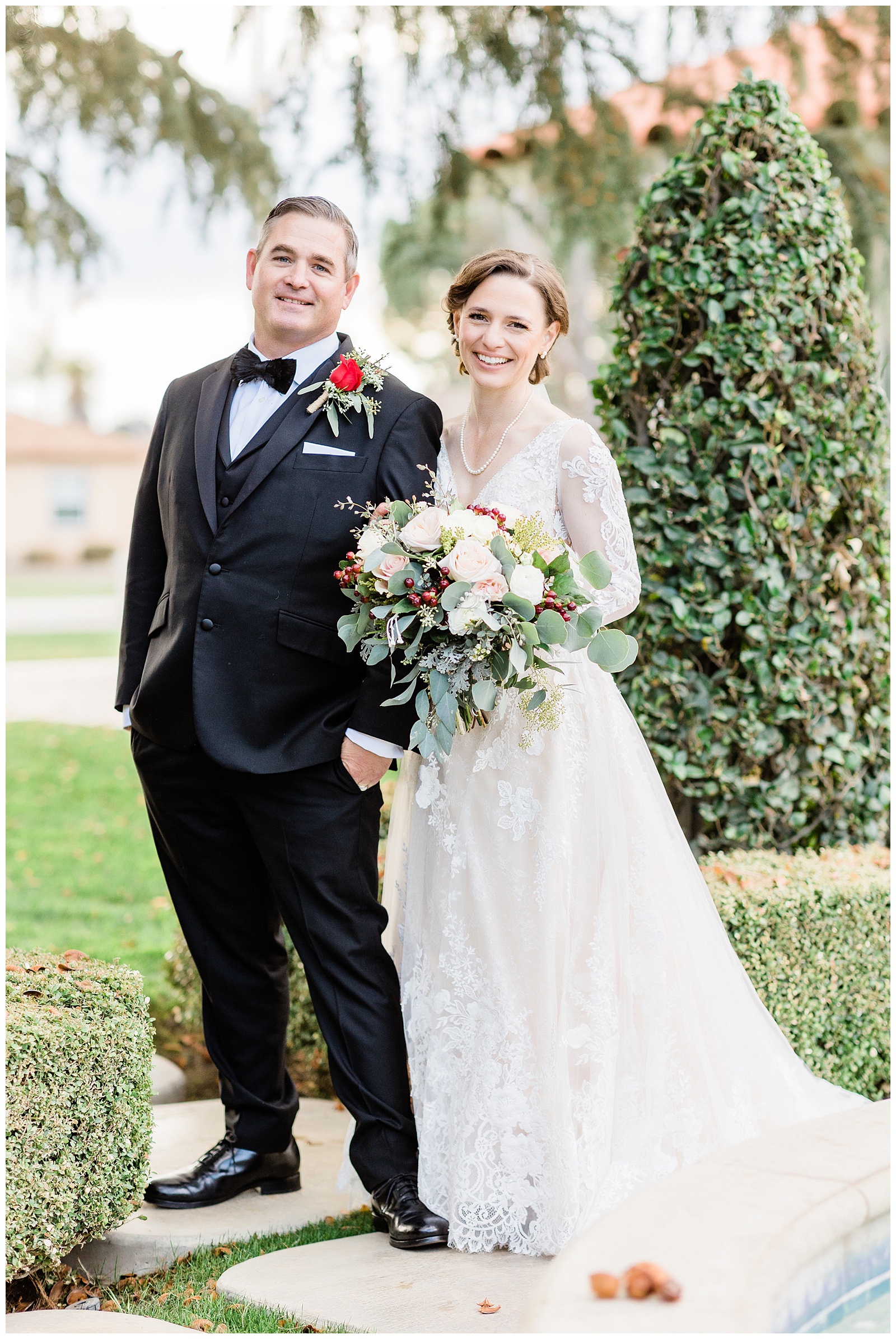 a beautiful bride and groom celebrate their winter wedding in Bakersfield, CA