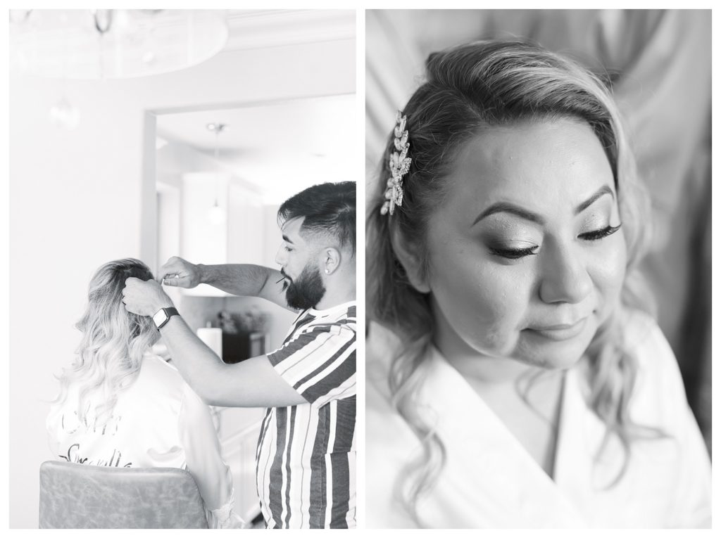 a bride getting ready for her wedding at The Gardens at Mill Creek